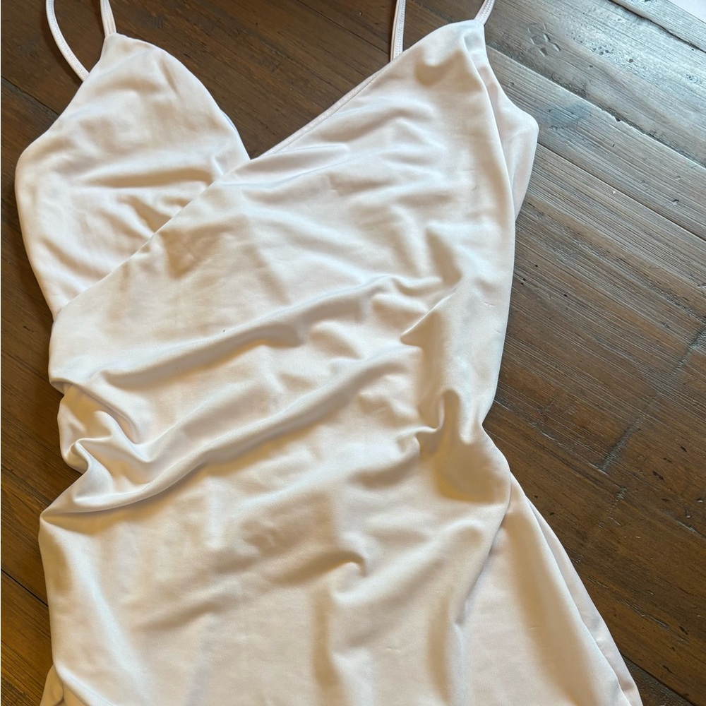 Yandy silky white plunge dress